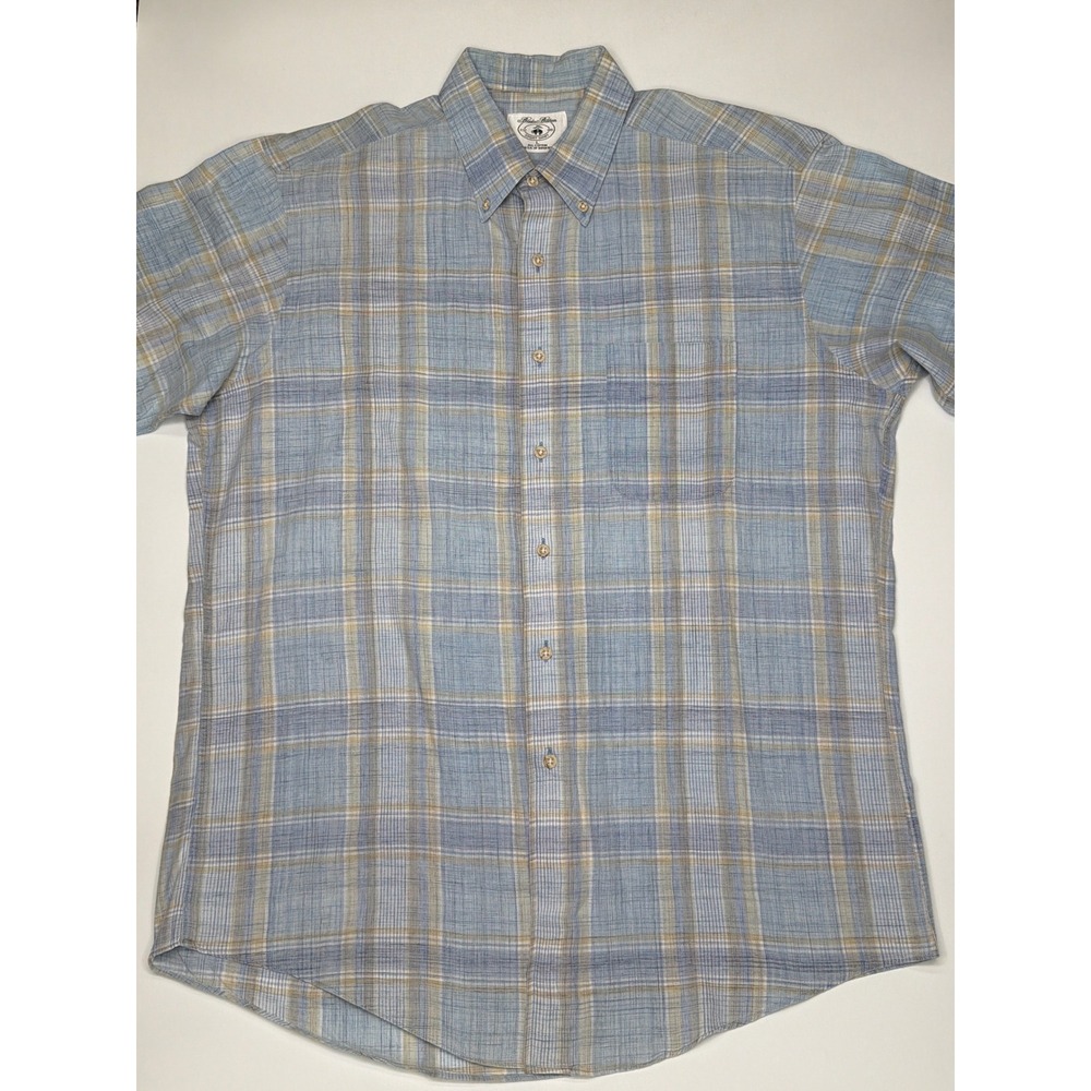 Brooks Brothers Sport Shirt Men Plaid Short Sleeve Button Down‎ Cotton Made USA